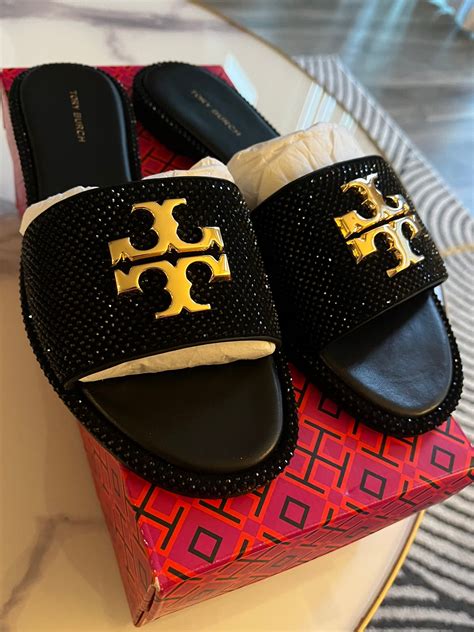 tory burch slides black suede.